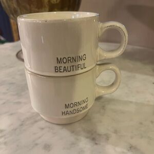 EUC CroftonMorning Handsome Morning Beautiful Farmhouse Stackable Mugs